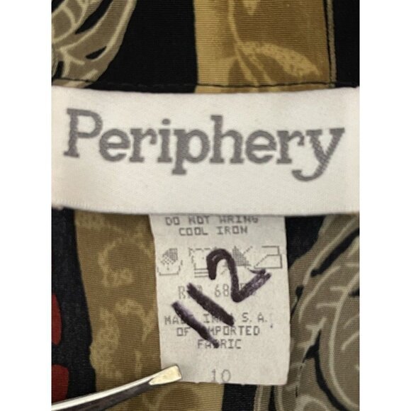 Periphery Womens Size 10 Long Sleeve Button Down Shirt Black Tan Red Floral - Picture 11 of 12